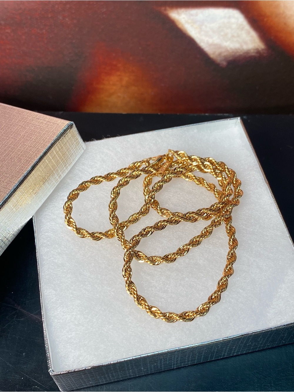 Elegant 22kt Triple Gold Plated Rope Twist Chain by D’Orlan 21” (53cm)